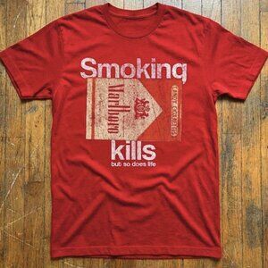 Red Marlboro Smoking Kills cotton t-shir